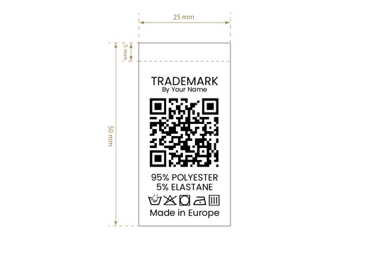 Pesuhoolduse etikett QR-koodiga Mudel TC-M183