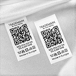 Pesuhoolduse etikett QR-koodiga Mudel TC-M183