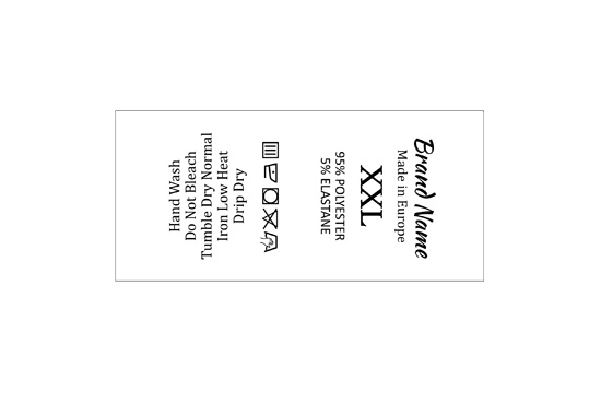 Pesuhoolduse ja suuruse silt Mudel TC-M31