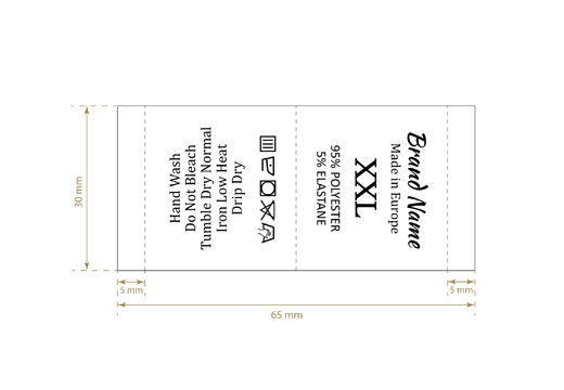 Pesuhoolduse ja suuruse silt Mudel TC-M31