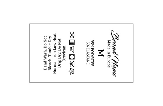 Pesuhoolduse ja suuruse silt Mudel TC-M336