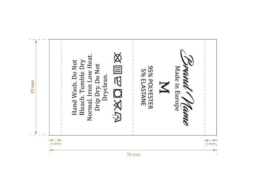 Pesuhoolduse ja suuruse silt Mudel TC-M336