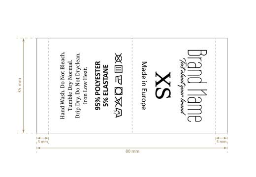 Pesuhoolduse ja suuruse silt Mudel TC-M337